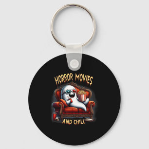 Movies And Chill Spooky Halloween Ghost Movie Love Keychain