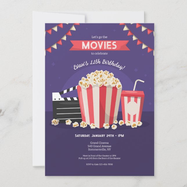 Movies and Popcorn Invitation (Front)