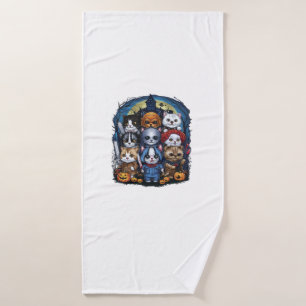 Movies Cute Halloween for Cat Kitty Lovers Long Sl Bath Towel