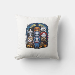 Movies Cute Halloween for Cat Kitty Lovers Long Sl Throw Pillow