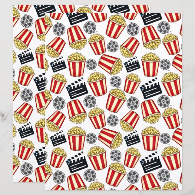 Movies & Popcorn Scrapbook Paper (Front/Back)
