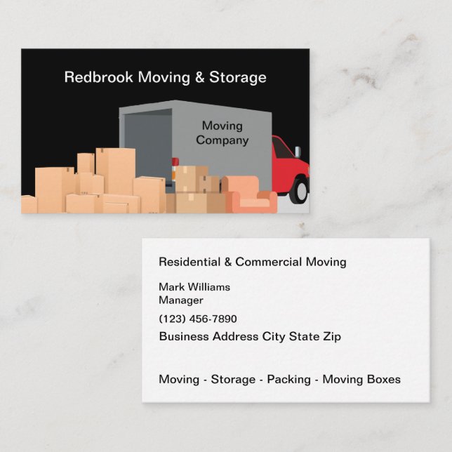 Moving And Storage Modern Business Cards (Front/Back)
