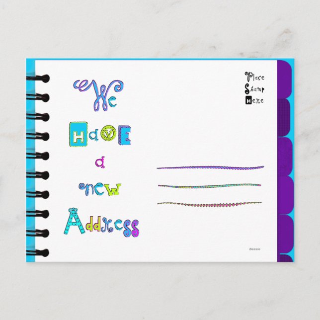 Moving Announcement Address Book 'Z' Postcard (Front)