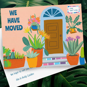 Moving Announcement Address Colourful Front Door  Postcard