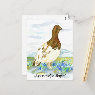 Moving Announcement Alaska Willow Ptarmigan Bird Postcard
