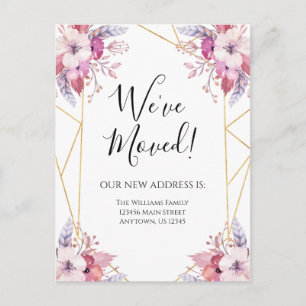 Moving Announcement Boho Flowers Floral Postcard