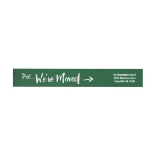 Moving Announcement Christmas Return Address Green Wrap Around Label