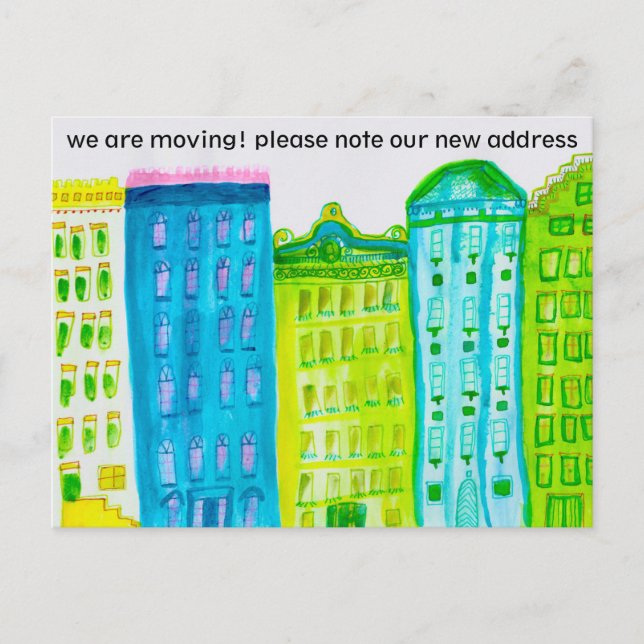 MOVING ANNOUNCEMENT Cityscape Apartments New York Postcard (Front)
