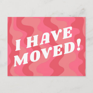 MOVING ANNOUNCEMENT Colourful Stripes Bold Pink Postcard