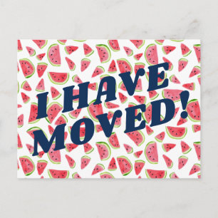 MOVING ANNOUNCEMENT Colourful Watermelon Fruity Fu Postcard