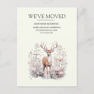 Moving Announcement Deer Antlers Forest Postcard