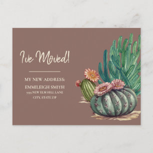 Moving Announcement Desert Cacti Botanical Postcard