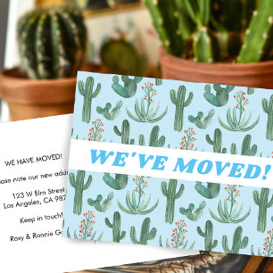 MOVING ANNOUNCEMENT Desert Cactus Watercolor Blue Postcard