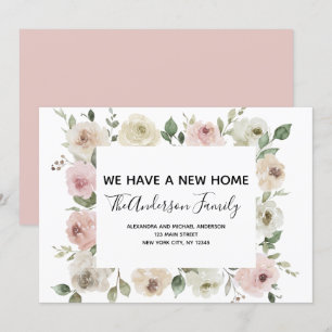Moving Announcement Dusty Pink Floral