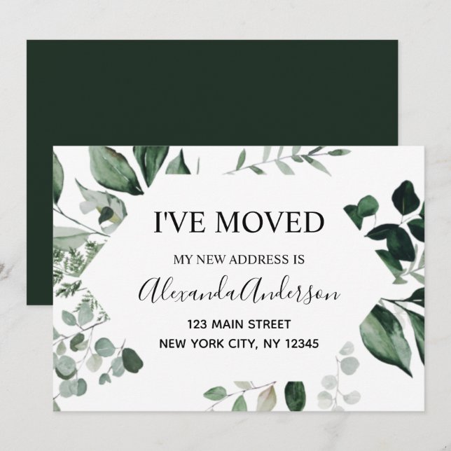 Moving Announcement Eucalyptus Greenery (Front/Back)