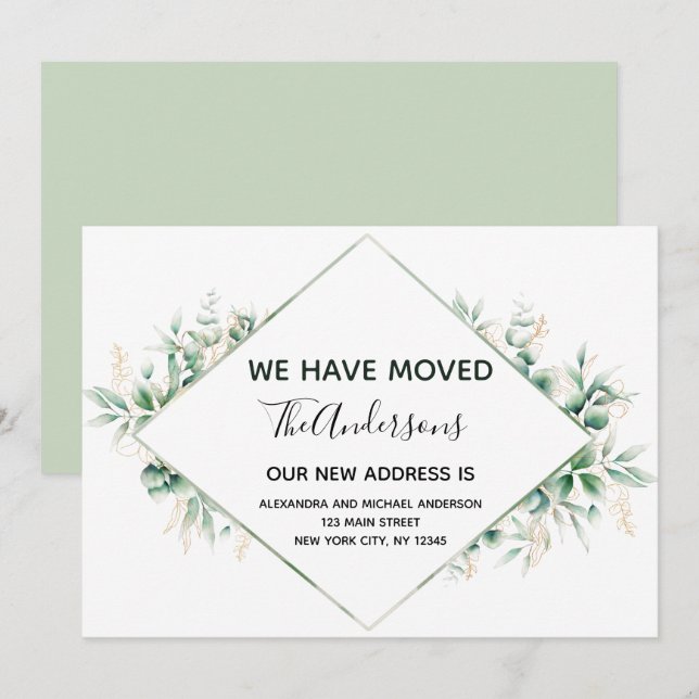 Moving Announcement Eucalyptus Greenery (Front/Back)