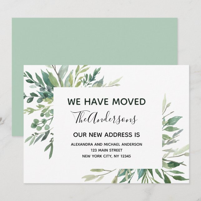 Moving Announcement Eucalyptus Greenery (Front/Back)