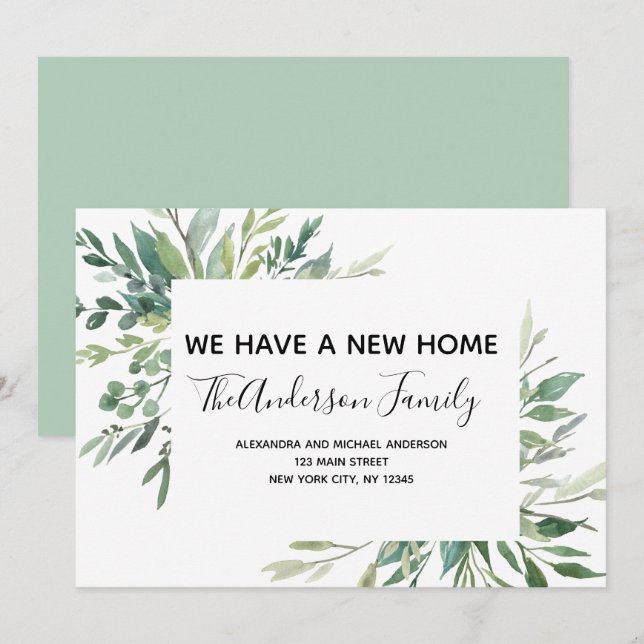 Moving Announcement Eucalyptus Greenery (Front/Back)