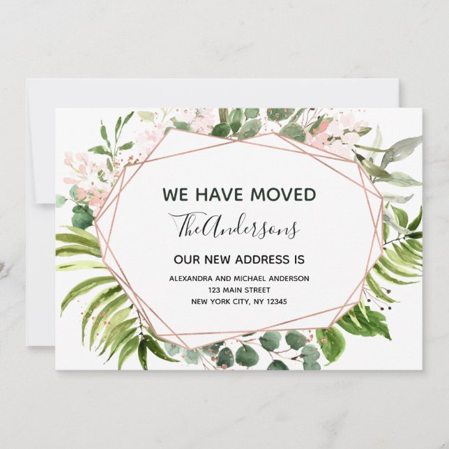 Moving Announcement Eucalyptus Greenery Geometric (Front)