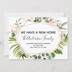 Moving Announcement Eucalyptus Greenery Geometric