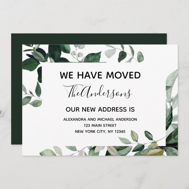 Moving Announcement Eucalyptus Greenery Postcard (Front/Back)