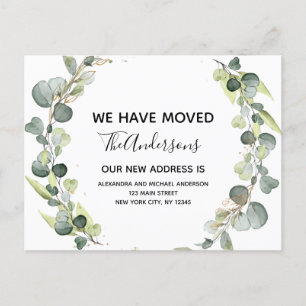 Moving Announcement Eucalyptus Greenery Watercolor