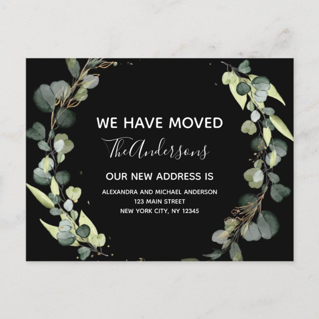 Moving Announcement Eucalyptus Greenery Watercolor (Front)