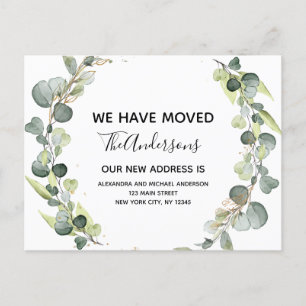 Moving Announcement Eucalyptus Greenery Watercolor Postcard