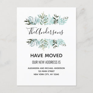 Moving Announcement Eucalyptus Greenery Watercolor Postcard