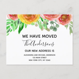 Moving Announcement Floral Blush Pink Watercolor Postcard