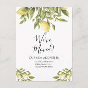 Moving Announcement Lemons Greenery Watercolor Postcard