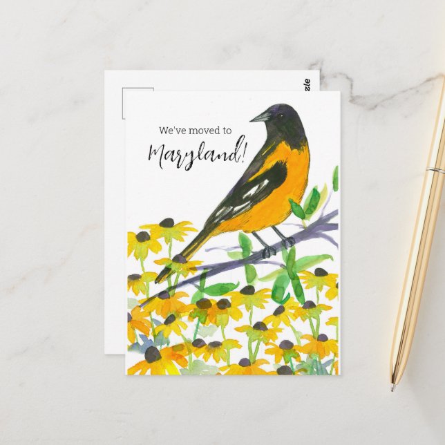 Moving Announcement Maryland Baltimore Oriole Postcard (Front/Back In Situ)