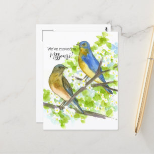 Moving Announcement Missouri Bluebirds Hawthorn  Postcard