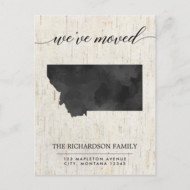 Moving announcement, Montana state rustic Invitation Postcard (Front)