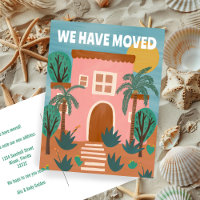 Moving Announcement New Address Pink House CUSTOM