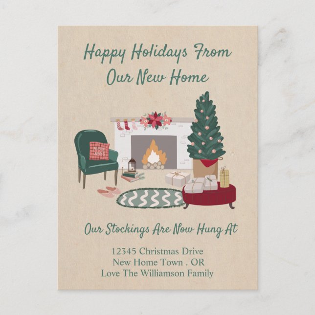 Moving Announcement | New Home for the Holidays Postcard (Front)