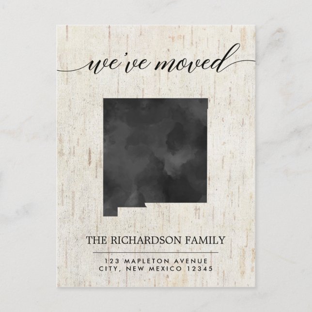 Moving announcement, New Mexico state rustic Invitation Postcard (Front)