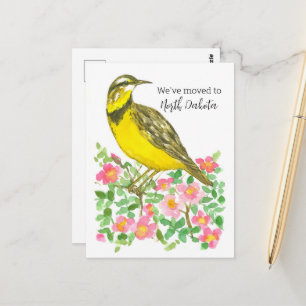 Moving Announcement North Dakota Meadowlark Postcard