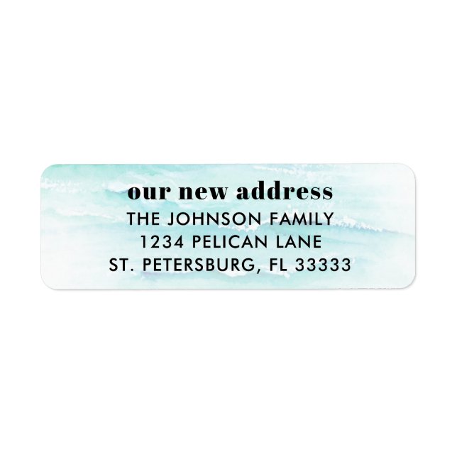 Moving Announcement Ocean Waves Return Address (Front)