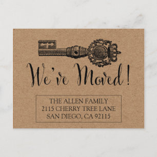 Moving Announcement Postcard - Vintage Key