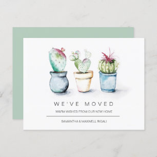 Moving Announcement Postcards Watercolor Cactus