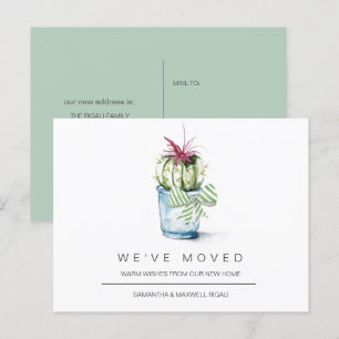 Moving Announcement Postcards Watercolor Cactus