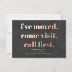Moving Announcement Rose Gold & Charcoal