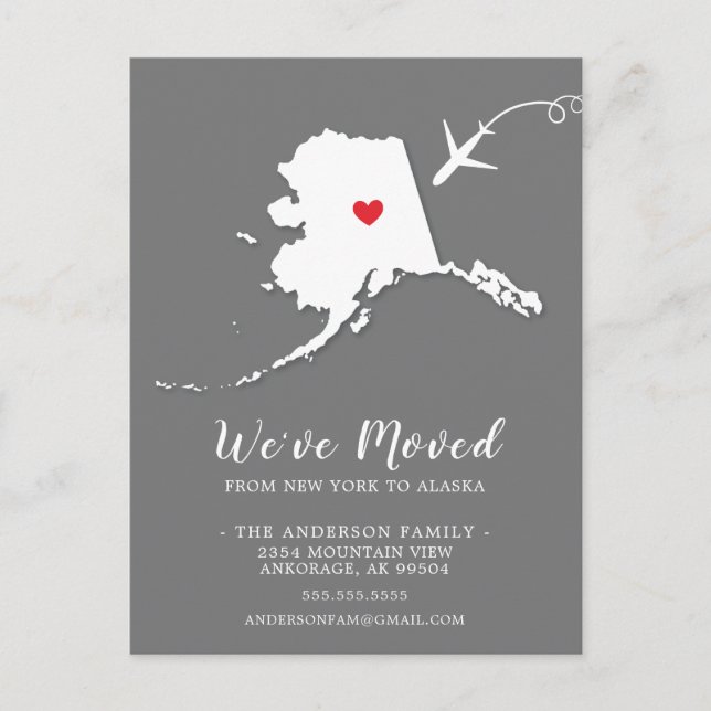 Moving Announcement State ALASKA  Post Card (Front)