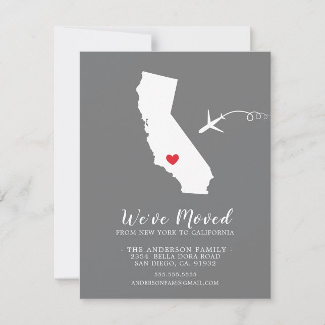 Moving Announcement | State California (Front)