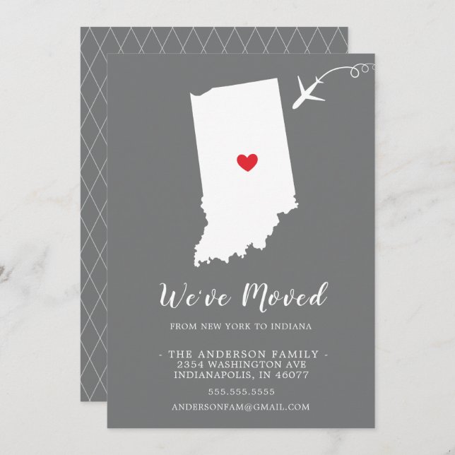 Moving Announcement | State INDIANA (Front/Back)