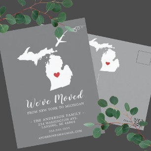 Moving Announcement State MICHIGAN Post Card