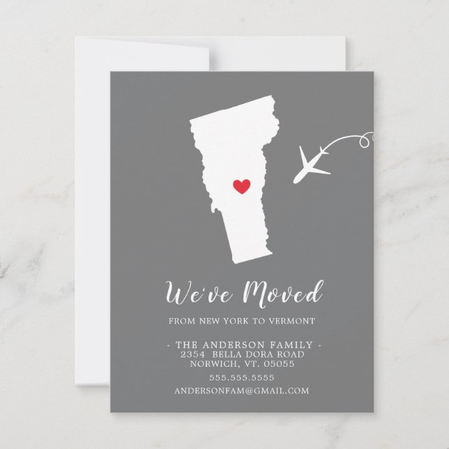Moving Announcement | State Vermont (Front)