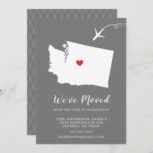 Moving Announcement | State WASHINGTON (Front/Back)