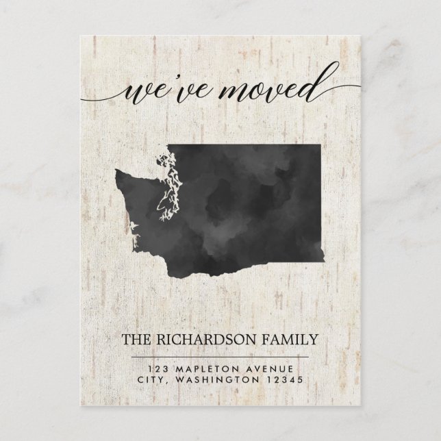 Moving announcement, Washington state rustic Invitation Postcard (Front)